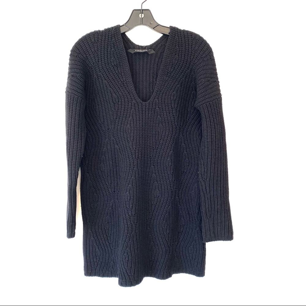 Everlane Black Wool V-neck Oversized Long Sweater size XS